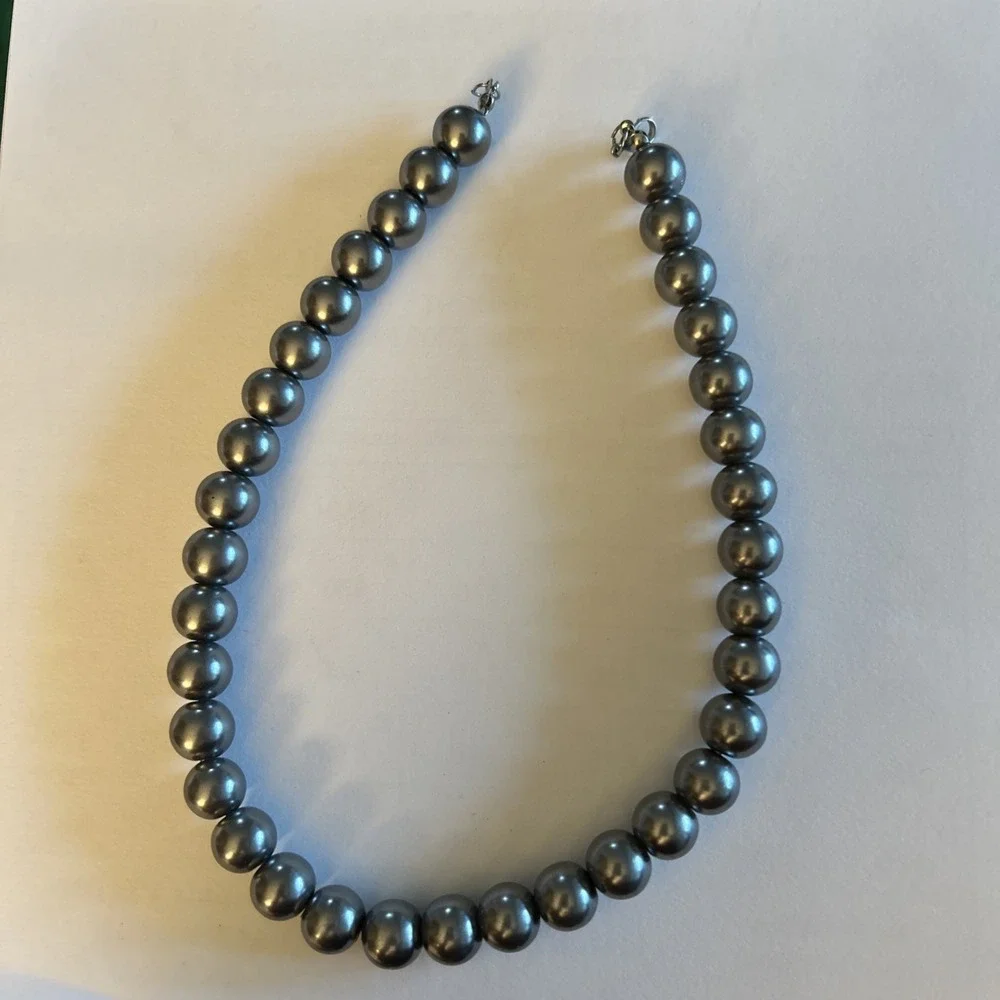 Statement Grey Glass Bead Necklace 16